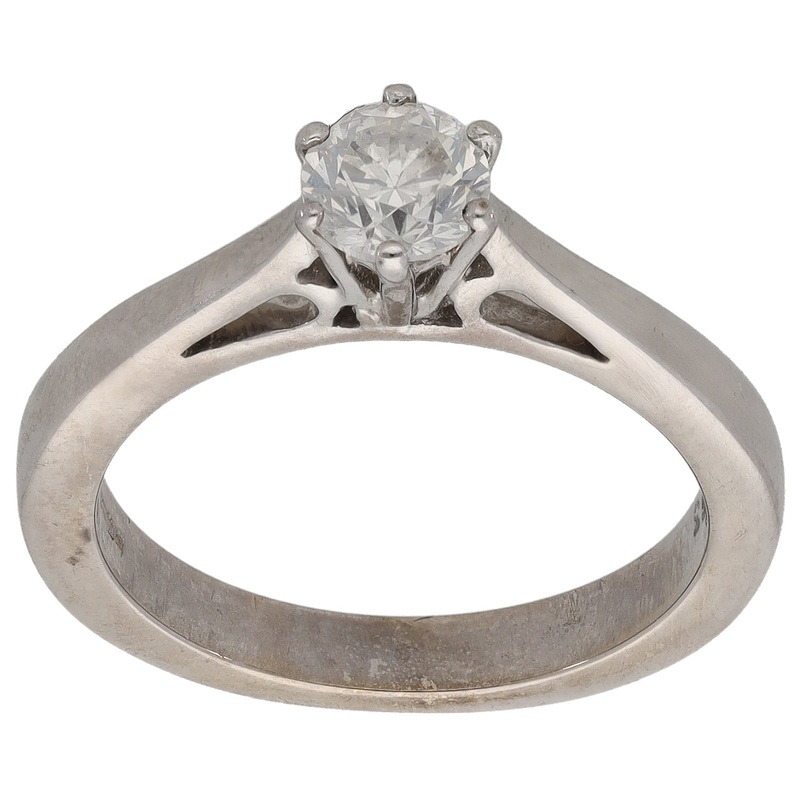 18ct White Gold 0.63ct Diamond Solitaire Ring Size N