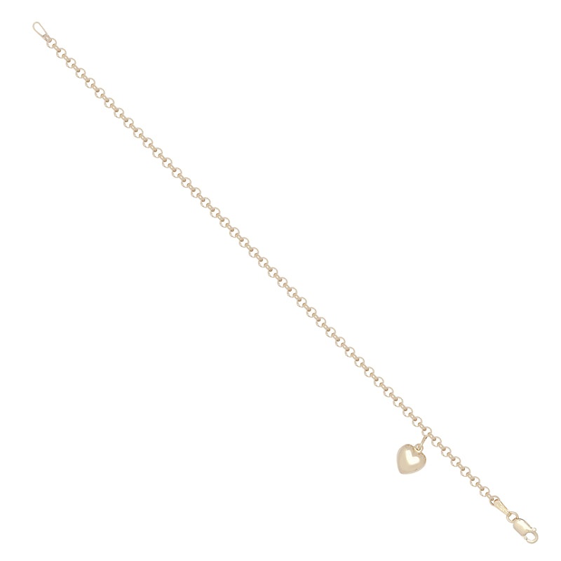 New 9ct Gold Heart On Belcher Bracelet
