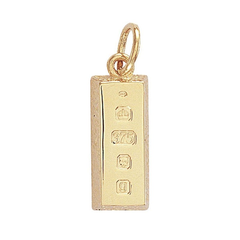 New 9ct Gold Ingot Gold Bar Pendant 30mm