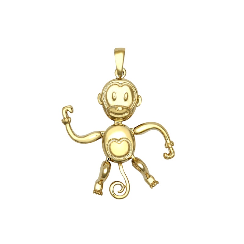 New 9ct Gold Movable Monkey Pendant 30mm