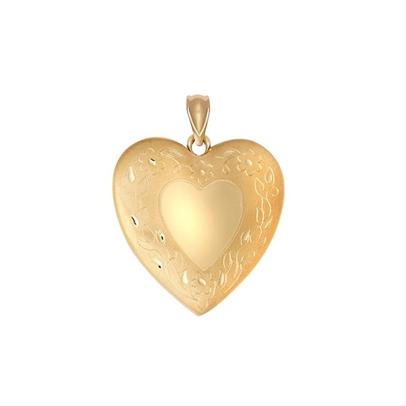 New 9ct Gold Patterned Heart Locket 24mm