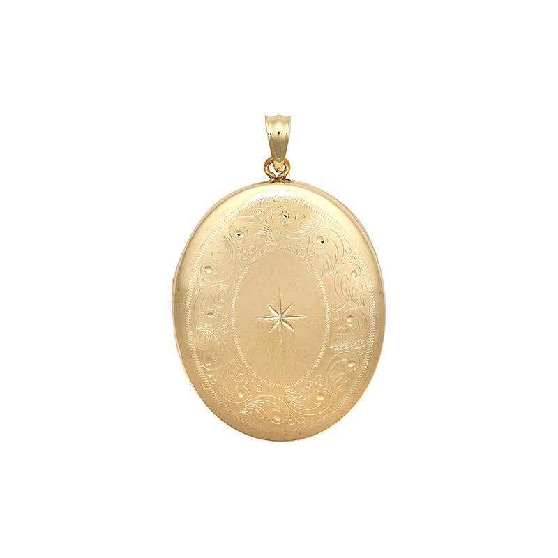New 9ct Gold Patterned Locket 28mm