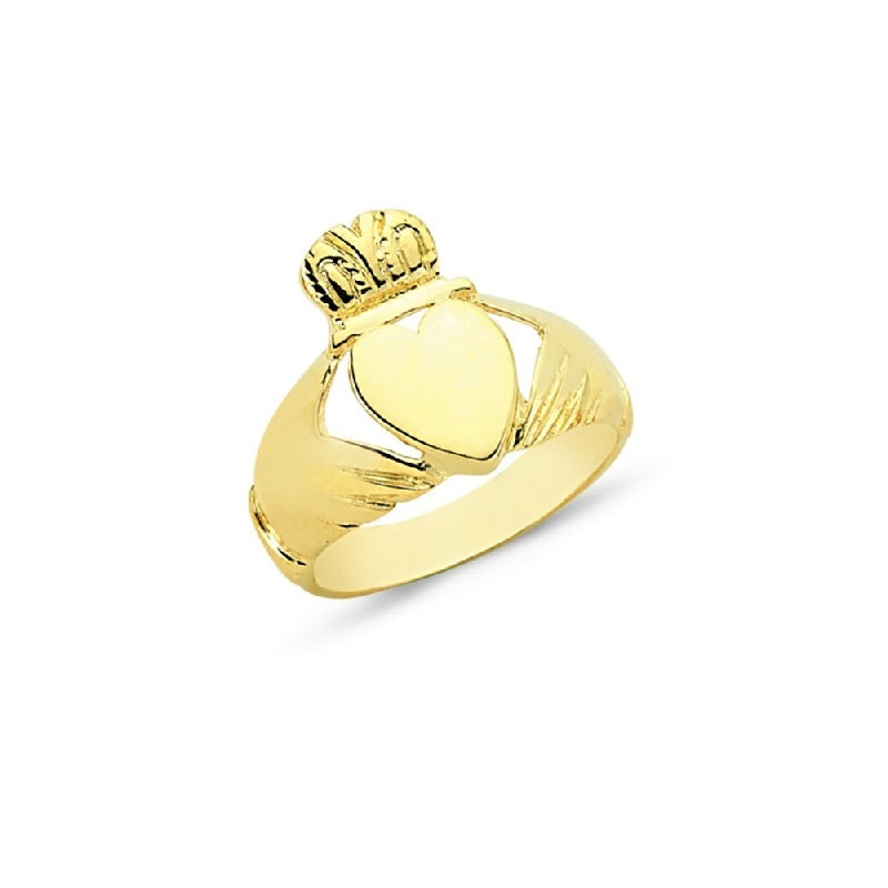 New 9ct Gold Plain Claddagh Ring Sizes K-T
