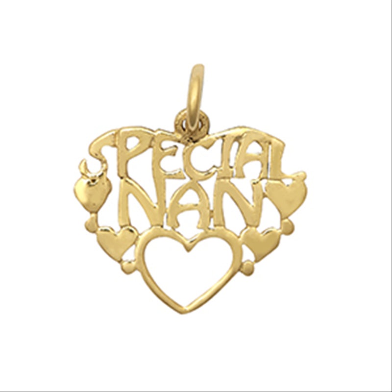 New 9ct Gold Special Nan Heart Charm Pendant 17.41mm