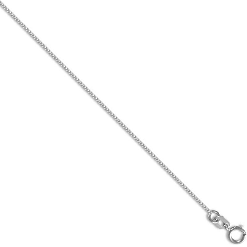 New 9ct White Gold 0.7mm Lightweight Curb Chain 18″-20″