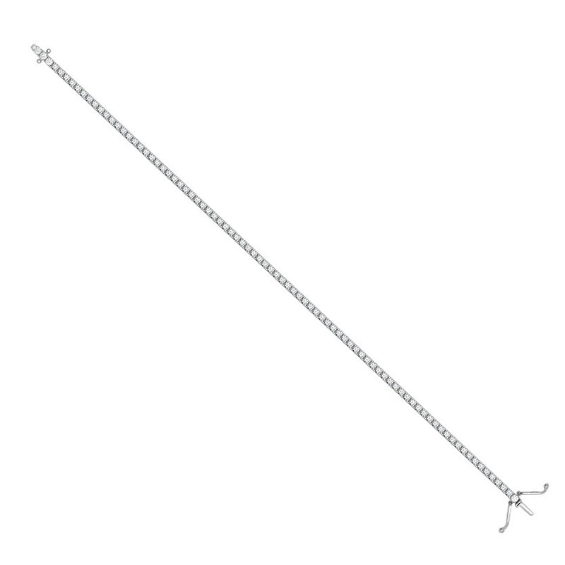 New 9ct White Gold 2mm Cubic Zirconia Tennis Bracelet