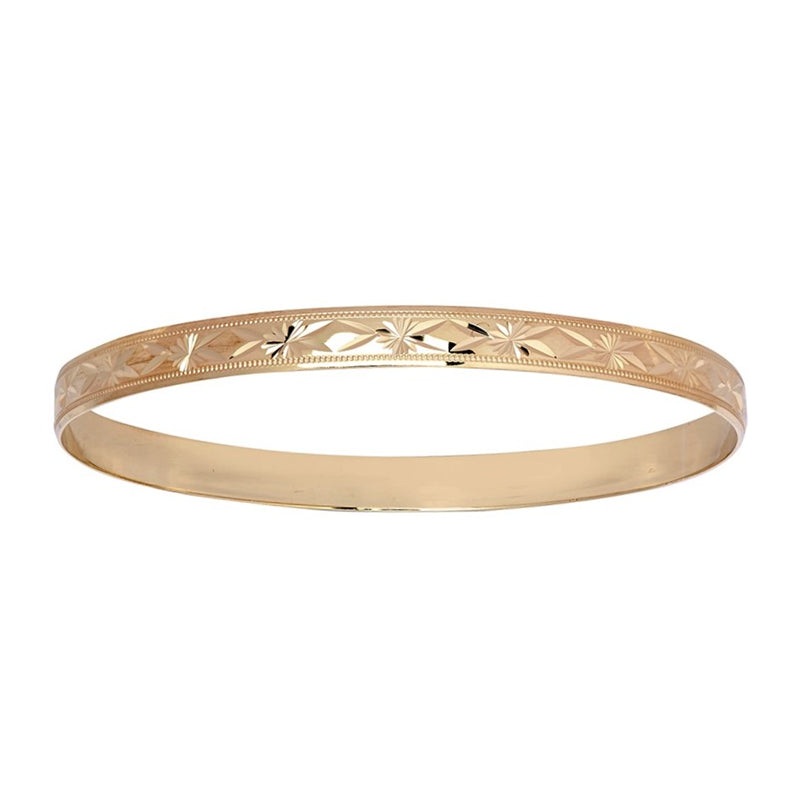 New 9ct YG 6mm Diamond Cut Bangle