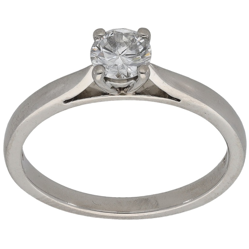 Platinum 0.40ct Diamond Solitaire Ring Size L