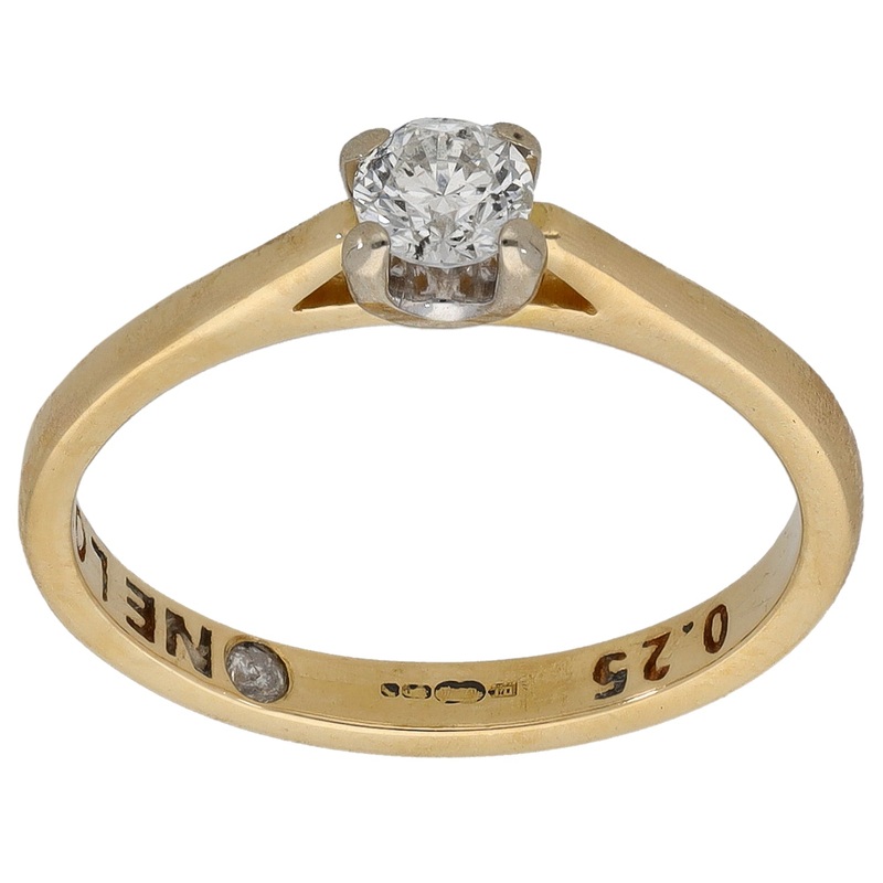 18ct Gold 0.25ct Diamond Solitaire Ring Size K