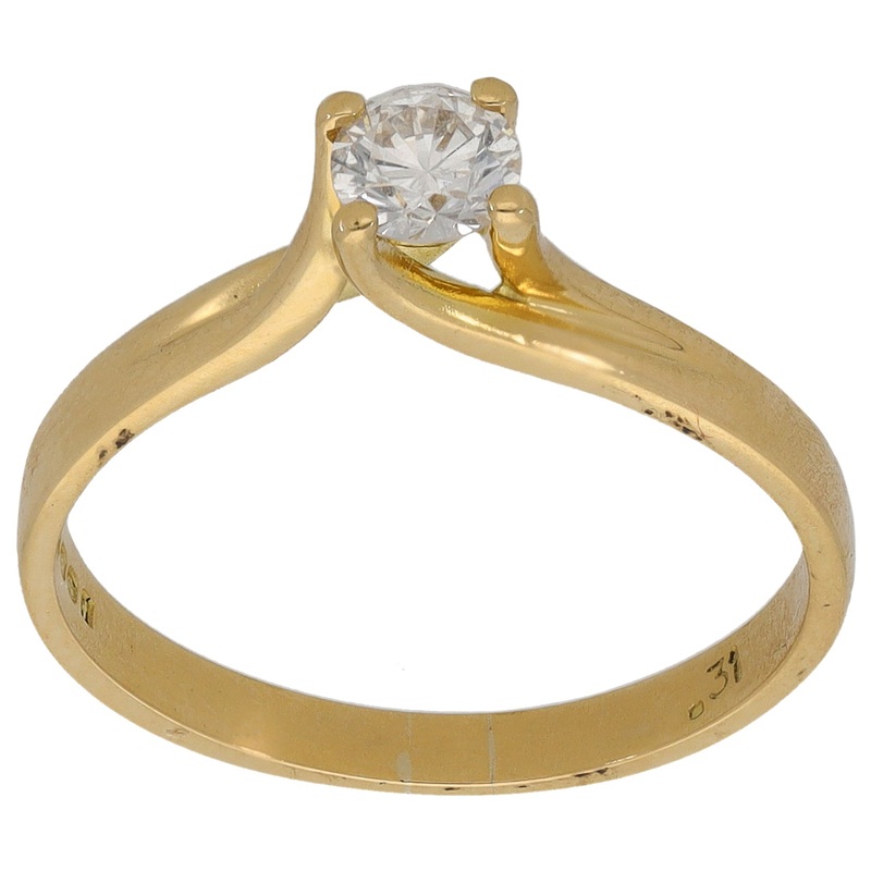 18ct Gold 0.31ct Diamond Solitaire Ring Size N