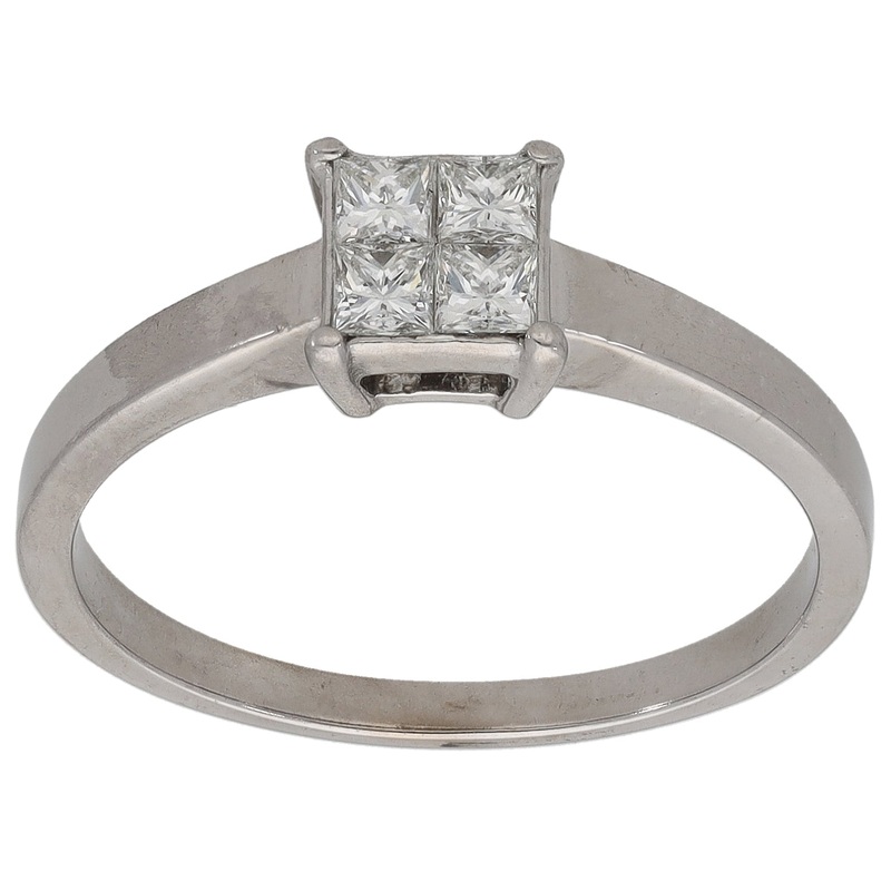 18ct White Gold 0.40ct Diamond Dress/Cocktail Ring Size O
