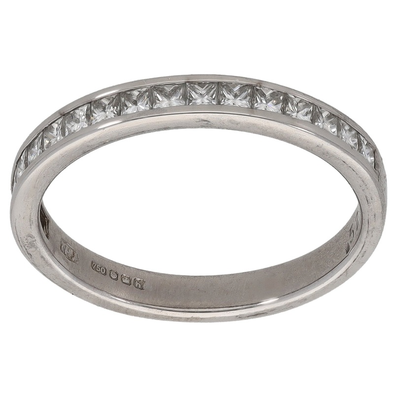 18ct White Gold 0.52ct Diamond Half Eternity Ring Size M