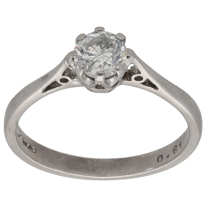 18ct White Gold 0.61ct Diamond Solitaire Ring Size N