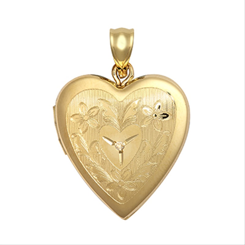 New 9ct Gold Diamond Heart Locket 20mm
