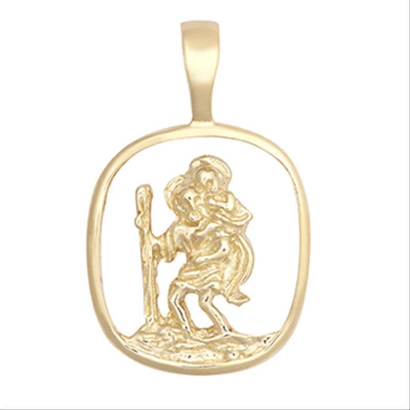 New 9ct Gold Open St. Christopher Pendant 15.7mm
