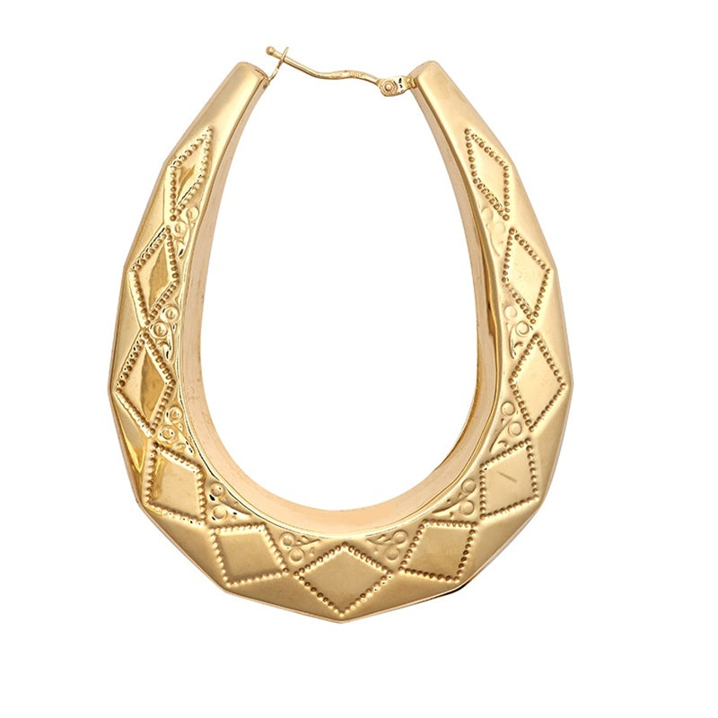 New 9ct Gold Oval Creole Earrings