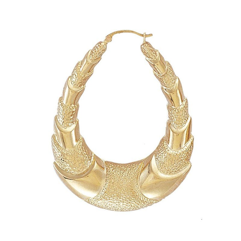 New 9ct Gold Oval Creole Scale Earrings