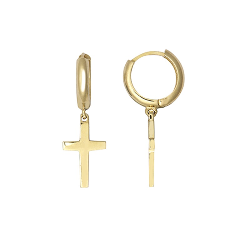 New 9ct Gold Polished Huggie And Cross Earrings
