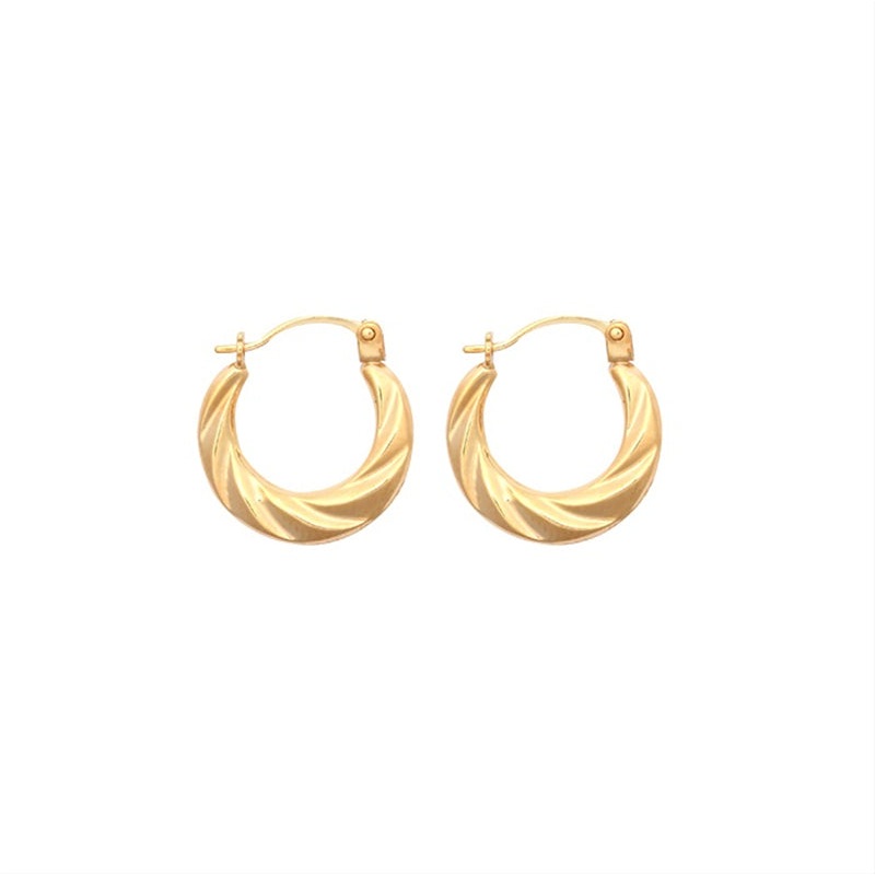 New 9ct Gold Twist Creole Earrings