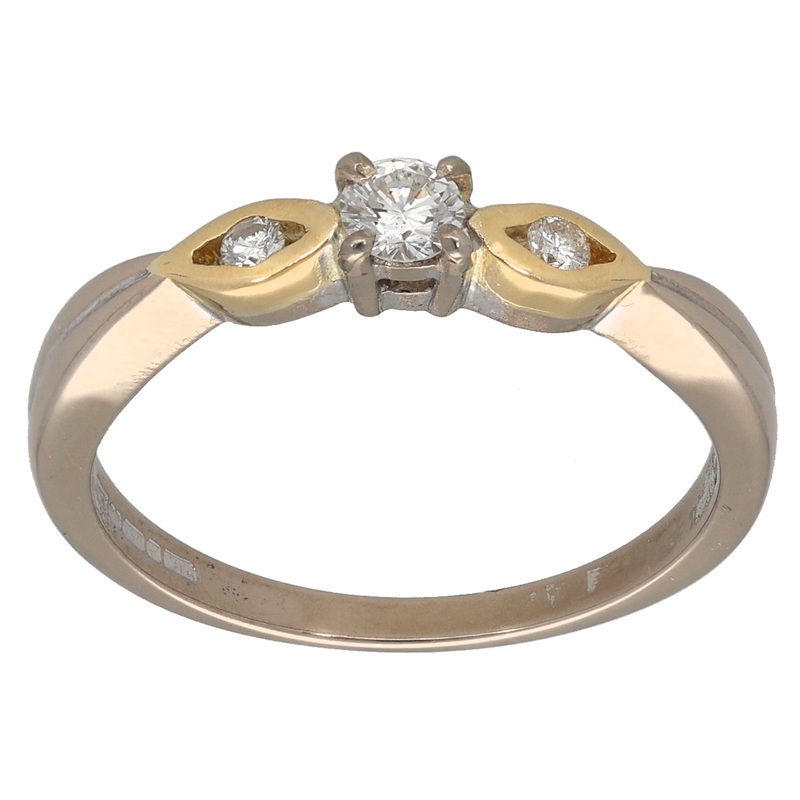 18ct Bi-Colour Gold 0.25ct Three Stone Ring Size P