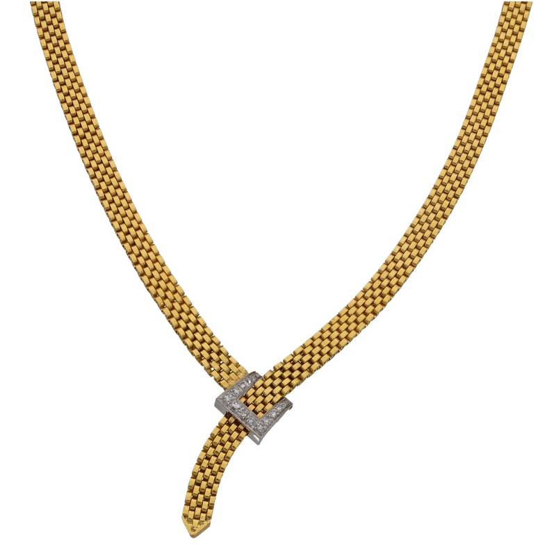 18ct Gold 0.13ct Round Diamond Fancy Necklace 16″