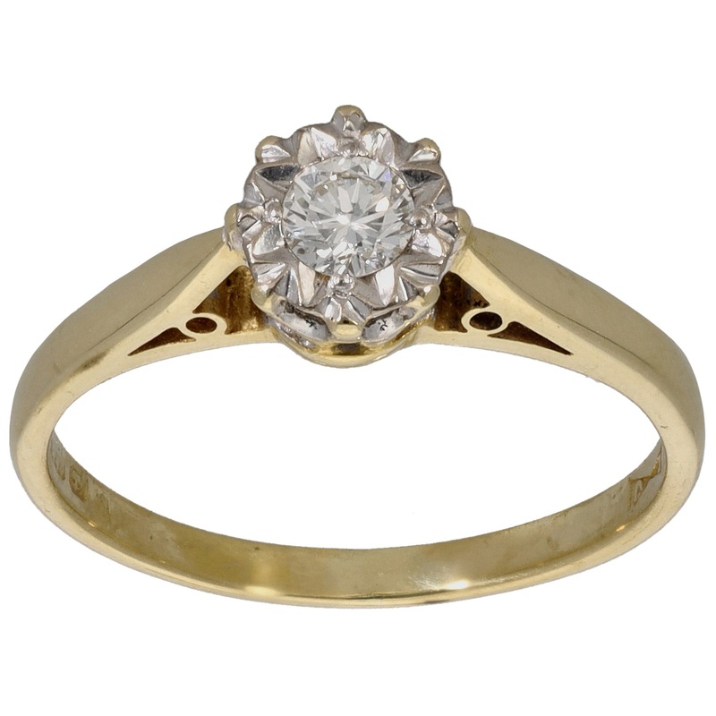 18ct Gold 0.15ct Diamond Solitaire Ring Size M