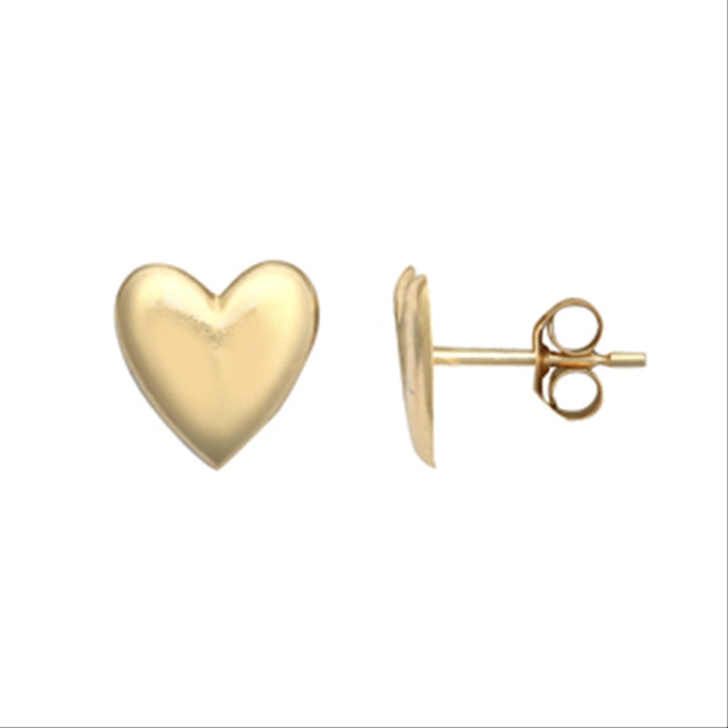 New 9ct Gold Heart Stud Earrings