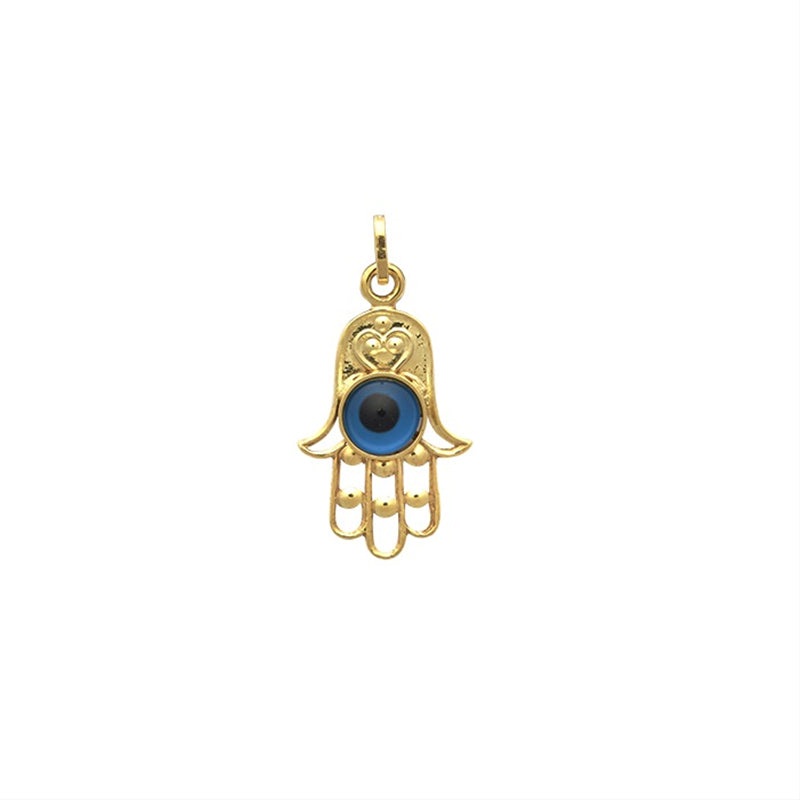 New 9ct Gold Hollow Hamsa & Eye Charm Pendant 27mm
