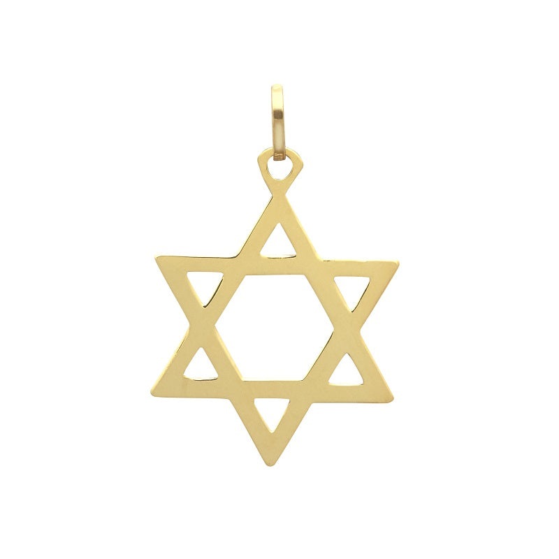 New 9ct Gold Hollow Star of David Charm Pendant 26mm