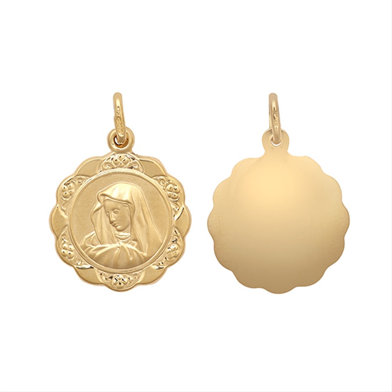 New 9ct Gold Mary Pendant 26mm