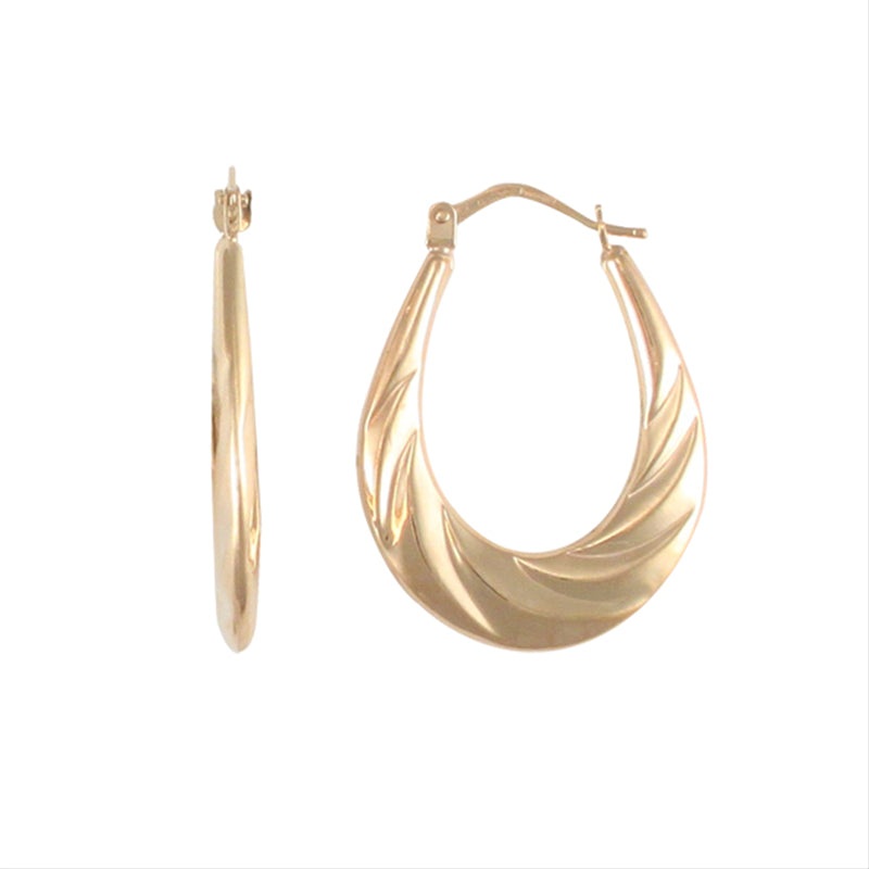 New 9ct Gold Oval Twist Creole Earrings