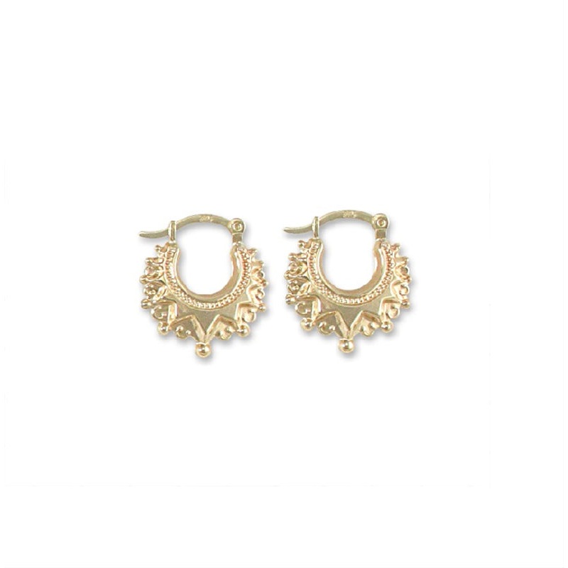 New 9ct Gold Round Creole Spike Earrings