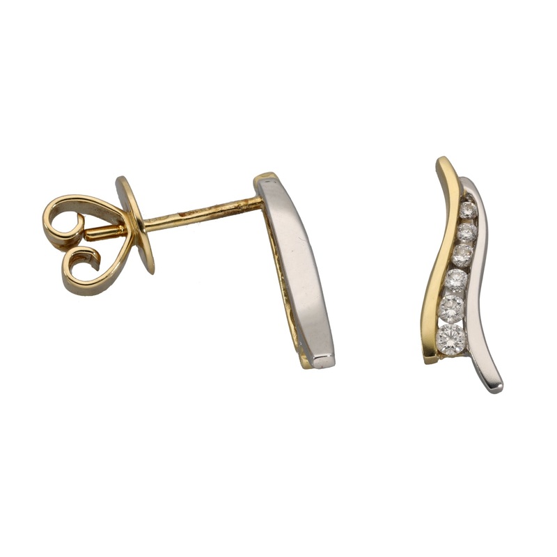 18ct Bi-Colour Gold 0.20ct Diamond Dress/Cocktail Earrings