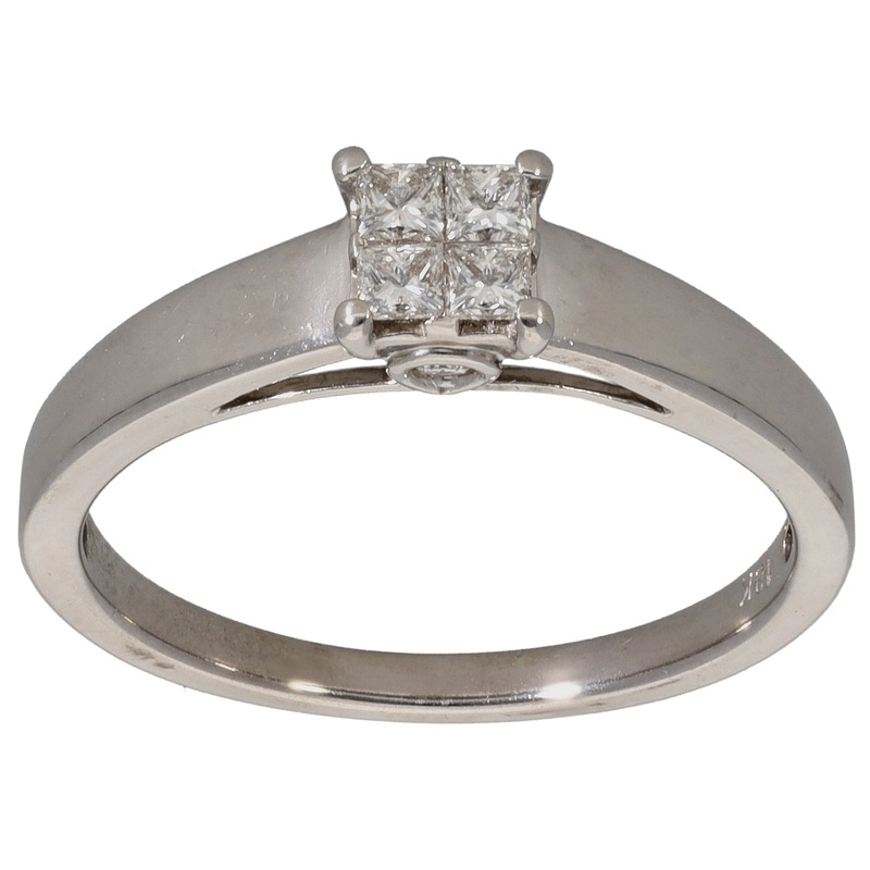 18ct White Gold 0.26ct Diamond Dress/Cocktail Ring Size M