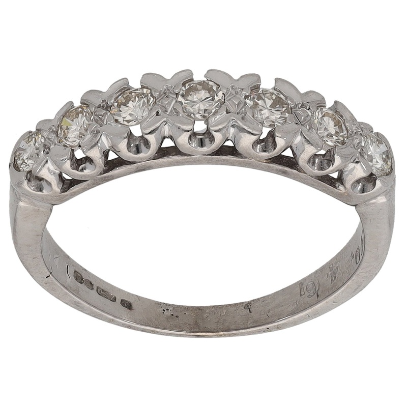 18ct White Gold 0.35ct Diamond Half Eternity Ring Size M