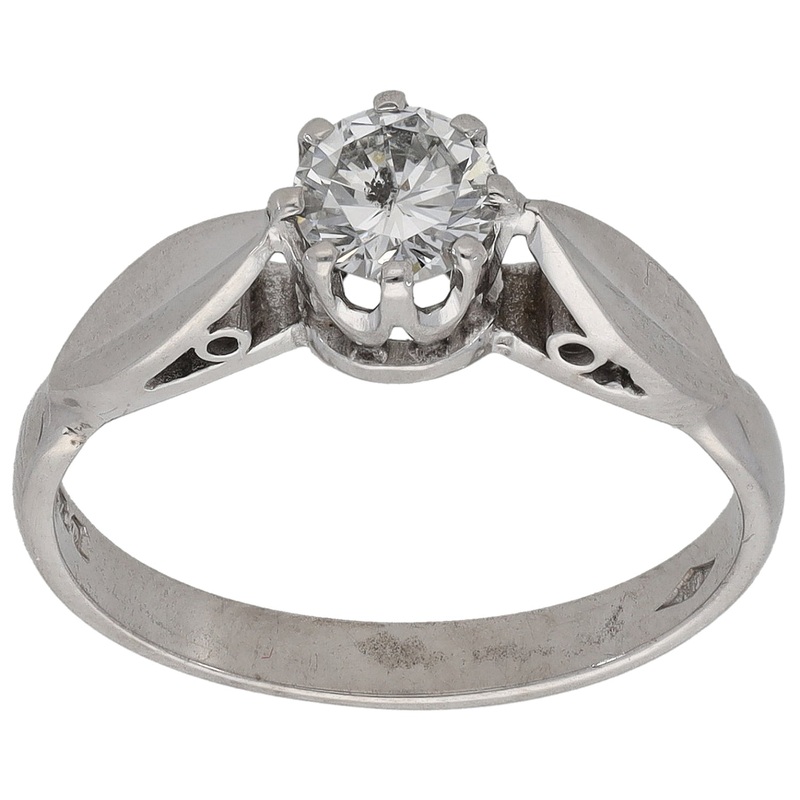 18ct White Gold 0.44ct Diamond Solitaire Ring Size N