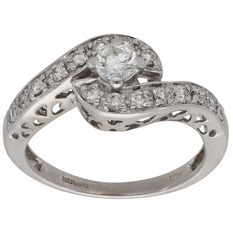 18ct White Gold 0.56ct Diamond Dress/Cocktail Ring Size M