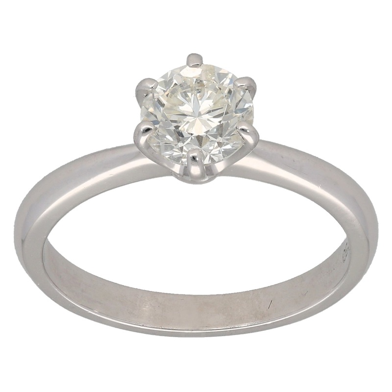 18ct White Gold 0.95ct Diamond Solitaire Ring Size M