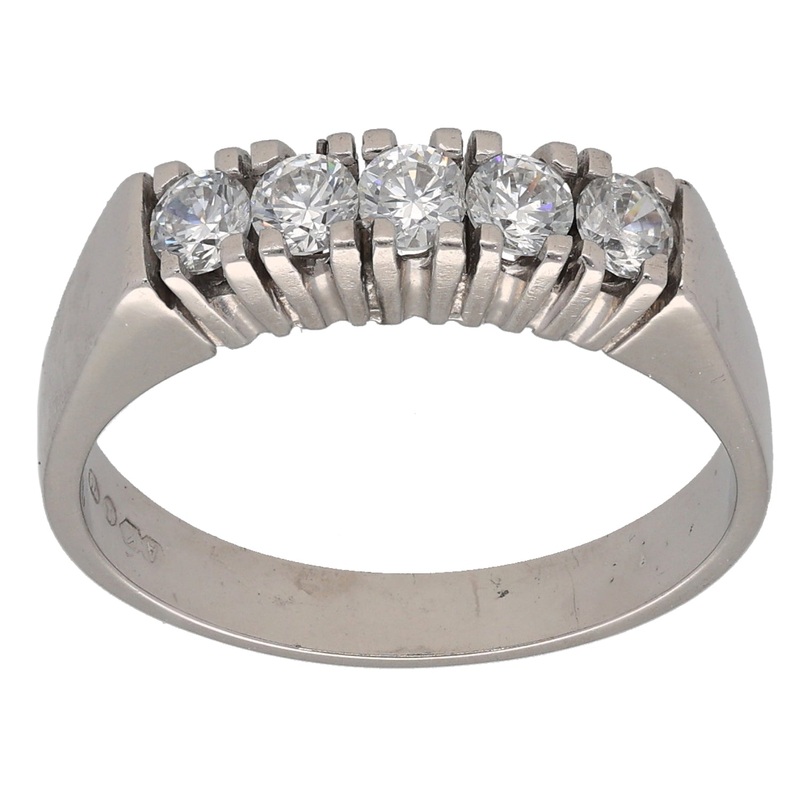 18ct White Gold Cubic Zirconia Half Eternity Ring Size Q