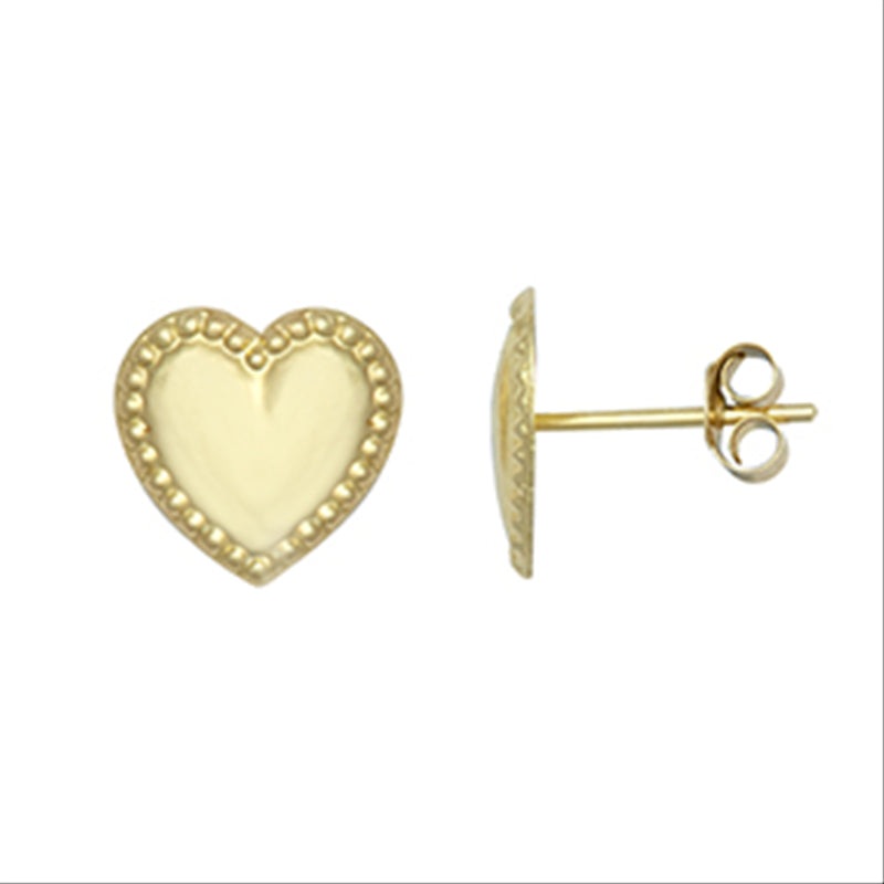 New 9ct Gold Heart Studs Earrings