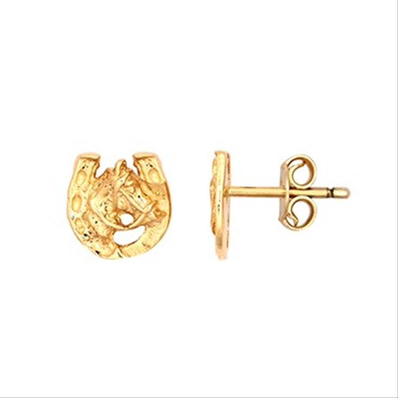 New 9ct Gold Horseshoe Stud Earrings