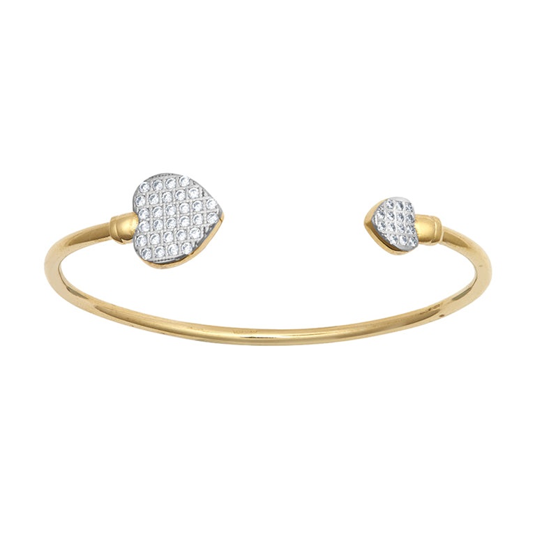 New 9ct Gold Kids Cubic Zirconia Heart Torque Bangle
