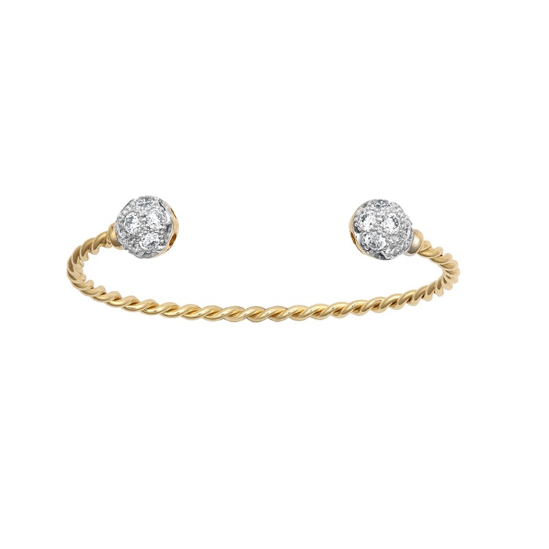 New 9ct Gold Kids Cubic Zirconia Twist Torque Solid Bangle