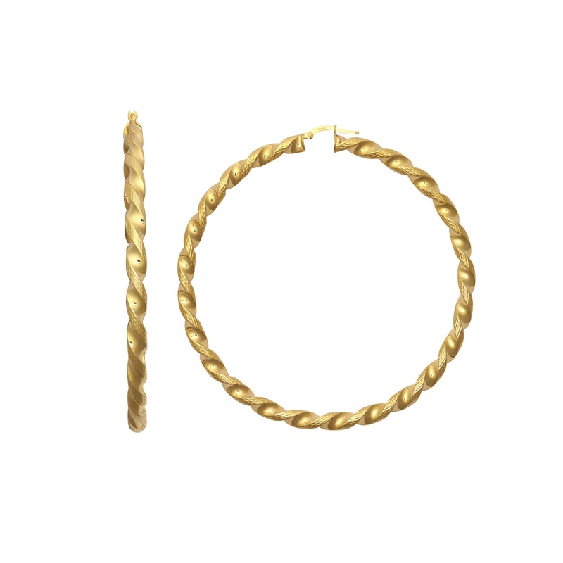 New 9ct Gold Large Twist Hoop Earrings