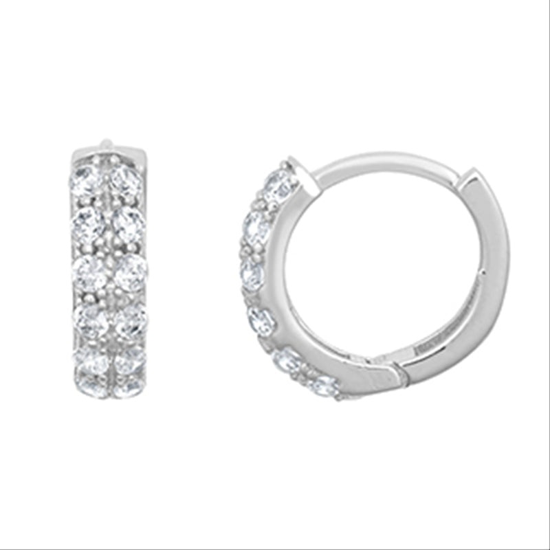 New 9ct White Gold Cubic Zirconia Huggie Earrings