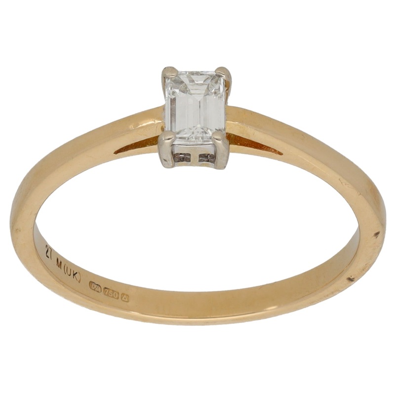 18ct Gold 0.27ct Diamond Solitaire Ring Size P