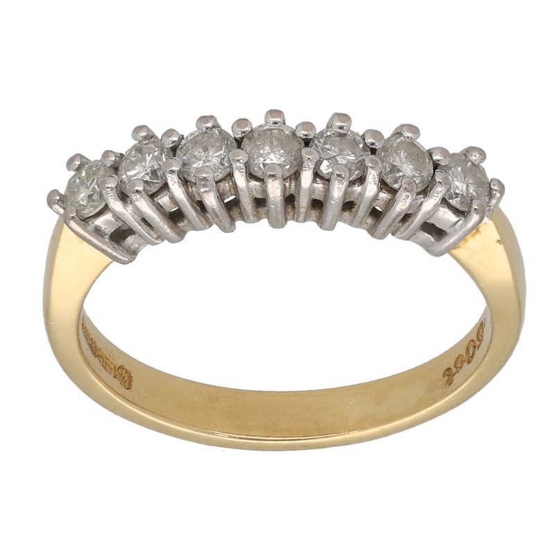 18ct Gold 0.50ct Diamond Half Eternity Ring Size L