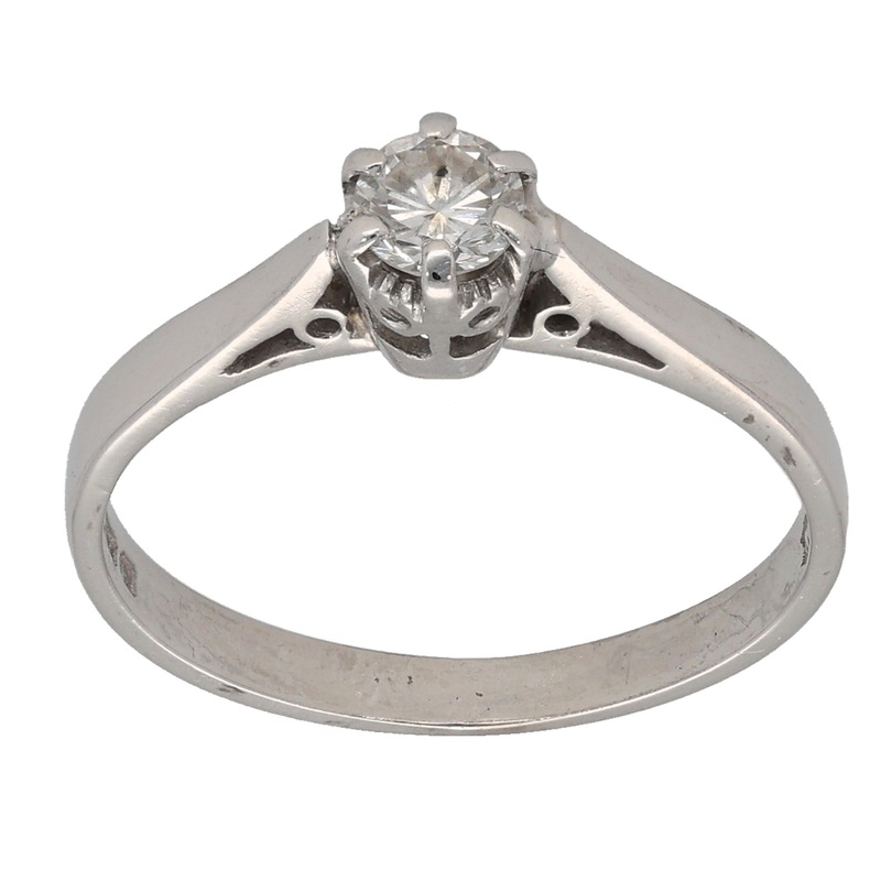 18ct White Gold 0.25ct Diamond Solitaire Ring Size M