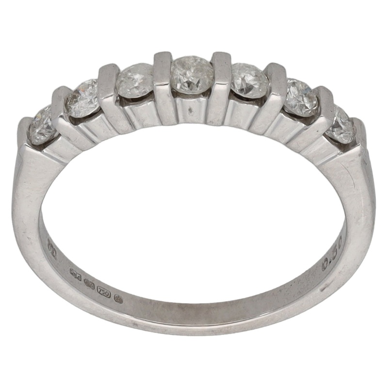 18ct White Gold 0.50ct Diamond Half Eternity Ring Size M
