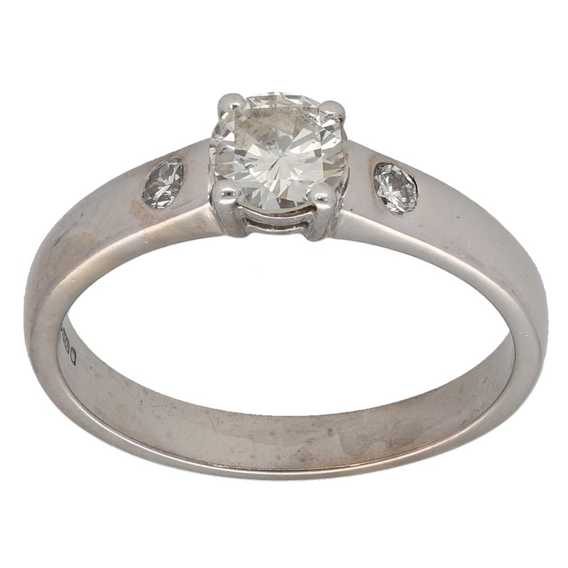 18ct White Gold 0.54ct Diamond Three Stone Ring Size M